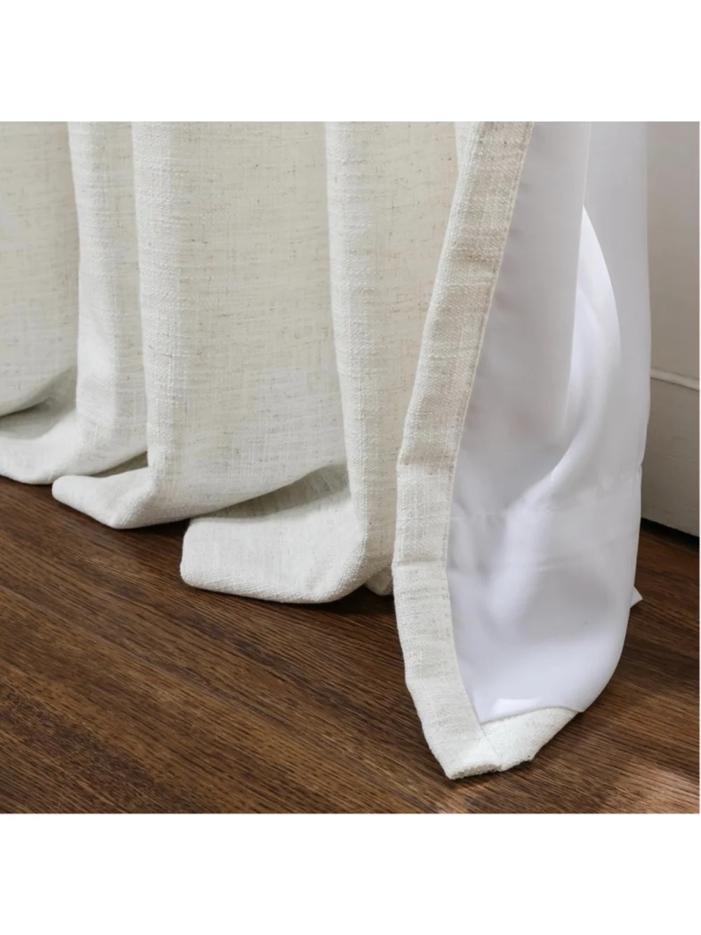 TWOPAGES Pinch Pleated Linen Curtain, Beige White, 52Wx84L 1panel
